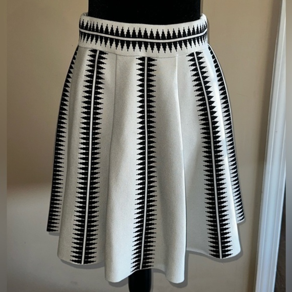 NWT EXPRESS GeometricTriangle Pleated Stretch Sweater Skirt Size Small